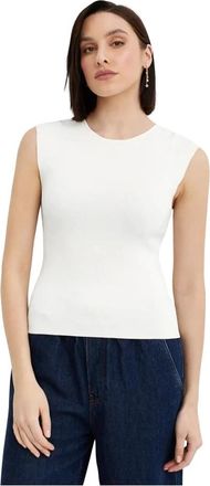 P.A.R.O.S.H. Gebreide Top - Dames - Tops zonder mouwen - Wit - XS - Tops