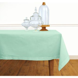 Solino Home Cotton Linen Hemstitch Tablecloth for Dining Table, Holiday and Everyday Dining Table Decor in Aqua at Nordstrom, Size Xx-Small
