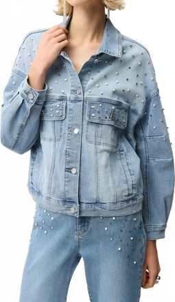 Joseph Ribkoff Pearls And Studs Oversized Jacket In Light Denim Blue