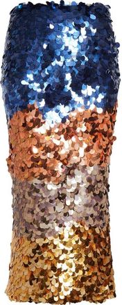 Ulla Johnson Matilde Colorblock Sequin Midi Skirt in Moontide at Nordstrom, Size X-Large