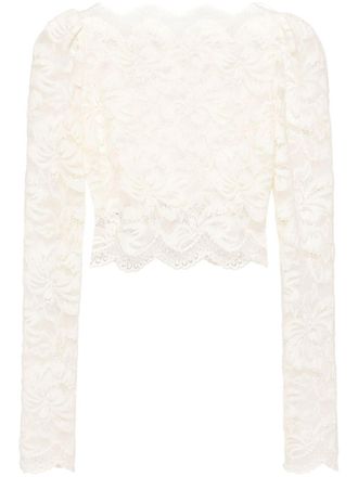 Paco Rabanne cropped lace blouse - Neutrals