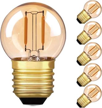 OEM Lampadina Led A Filamento G40, Mini Globo, Attacco E27, 1w, Luce Bianca Calda 2200k (bagliore Ambrato) - Equivalente A 10w, Per Uso Interno Ed Esterno