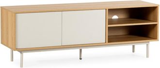 HOMN Mueble tv 2 puertas color roble/gris