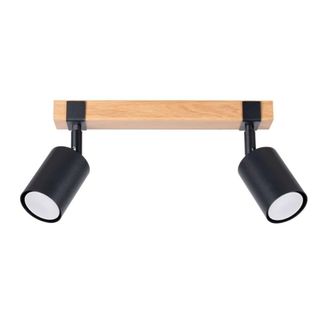 Wonderlamp L&aacute;mpara de techo lineal de madera con 2 focos negro