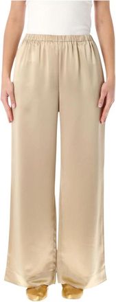 By Malene Birger Cabello Satin Pant - Dames - Wijde Broeken - Beige - S - Polyester - Broeken
