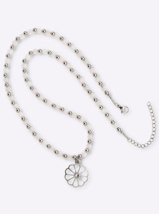 Heine Collier HEINE, Damen, Gr. N-Groesse, Acryl Metall, silber (silberfarben), Acryl, Metall, Halsketten Collier