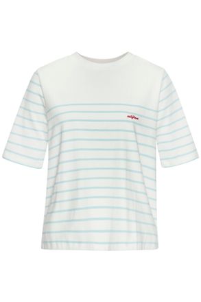 Lascana T-Shirt LASCANA, Damen, Gr. 32/34, weiss (wei&szlig;, hellblau gestreift), Jersey, Obermaterial: 100% Baumwolle, gestreift, figurumspielend h&uuml;ftlang, Rundha