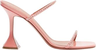Amina Muaddi Gilda Slipper 95 - Dames - Muiltjes - Roze - 40 EU - Leer - Schoenen