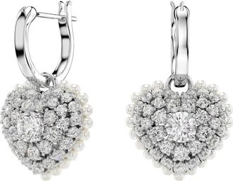 Swarovski Hartvormige Oorbellen Idyllia Wit Gerhodineerd 5684384 - Dames - Oorbellen - Grijs - ONE Size - Accessoires
