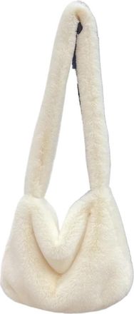 Generic Womens Plush Bags Plush Bag Ladies Messenger Bags Fashion Large Capacity Shoulder Simple Solid Color Female Handbags(Beige)