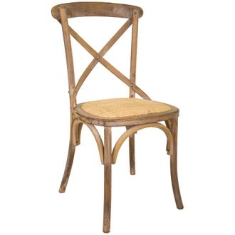 Wanderlust Deco Silla De Madera Y Asiento De Rat&aacute;n Marr&oacute;n 44x42x46/88