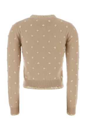 Miu Miu Womens Skin Pink Cashmere Cardigan Albino Exterior: Maglieria