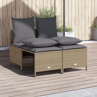 vidaXL Juego De Sof&aacute;s Jard&iacute;n Con Cojines 4 Pzas Rat&aacute;n Sint&eacute;tico Beige Vidaxl