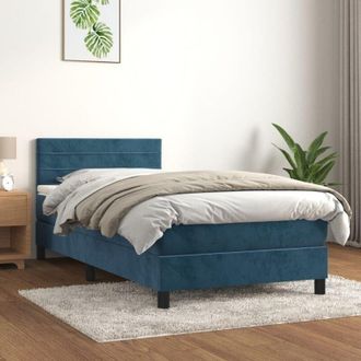 vidaXL Cama Box Spring Con Colch&oacute;n Terciopelo Azul Oscuro 90x190 Cm Vidaxl