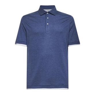 Brunello Cucinelli Brunello Cucinelli, Polo Shirts, male, Blue, Size: 2XL Brunello Cucinelli T-shirts and Polos