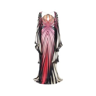 Roberto Cavalli Ray Of Paradise Print Silk Maxi Dress - female - Roberto Cavalli - Gowns - Red - M - Dresses