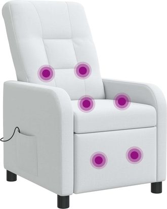 vidaXL Silla De Masajes Reclinable Blanco Tela Vidaxl
