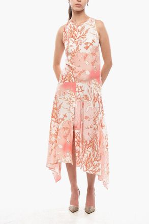 Stella McCartney Silk Flared Dress ANABELLE With Botanical Motif Stella McCartney