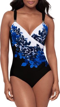 Miraclesuit Ombra Fiore Siren One-Piece Swimsuit in Black/Blue Multi at Nordstrom, Size 10