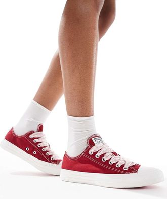 Converse Chuck Taylor All Star Ox - Sneakers rosse con lacci a quadretti-Rosso