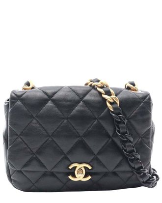 Chanel Black Lambskin Matelasse Shoulder Bag (Authentic Pre-Loved)