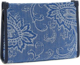 Etro Womens Paisley Jacquard Cotton Clutch Blue Elastane