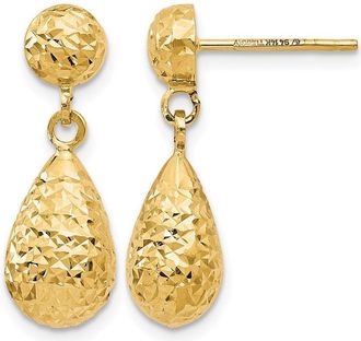Diamond2Deal 14K Yellow Gold Diamond-cut Drop Dangle Earrings