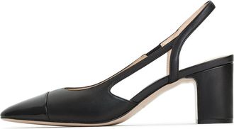 Cesare Gaspari Slingback Blokhakken Pumps Jasmine - Dames - Pumps - Zwart - 37 EU - Leer - Schoenen