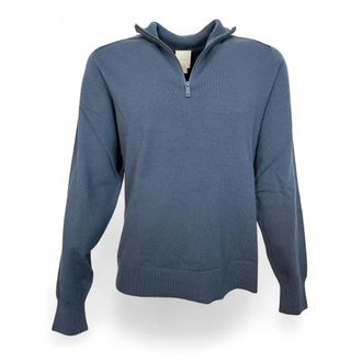 Calvin Klein Tech Merino Stretch Quarter Zip Knit - male - Calvin Klein - V-neck Knitwear - Blue - M - Knitwear