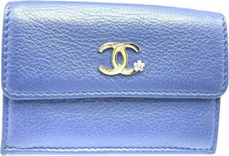 Chanel Pre-owned Wallets, female, Blue, Size: ONE SIZE Pre-owned Tri-fold Wallet