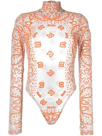 Rhude bandana-embroidered bodysuit - Grey