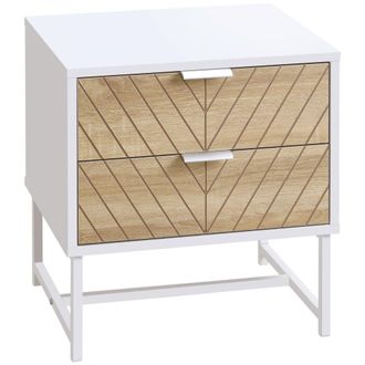 HOMCOM Mesilla de noche 45x39x48 cm blanco y roble