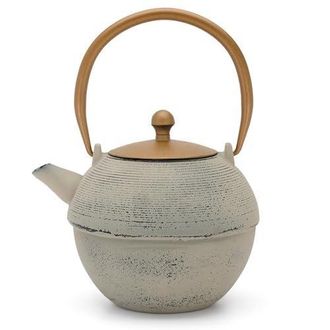 Bredemeijer Tetera Grande De Hierro Fundido De 1,2 Litros Para Inducci&oacute;n, Jarra De Hierro Fundido Asi&aacute;tica Gris Con Asa Y Filtro De Acero Inoxidable - Ideal Para 