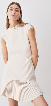 Karen Millen Womens Military Tailored Mini Dress - Cream - Size 16 UK