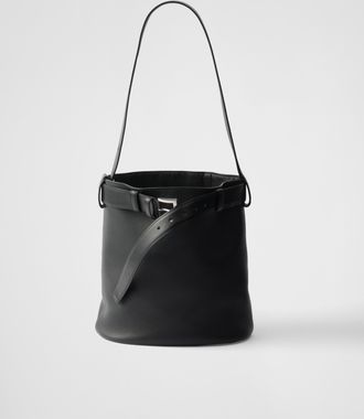 Prada Buckle leather bucket bag with belt