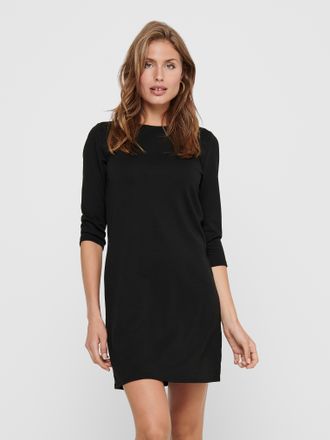 Only Jerseykleid ONLY ONLBRILLIANT 3/4 DRESS, Damen, Gr. XS, N-Gr, schwarz, Jersey, Obermaterial: 82% Polyester, 13% Viskose, 5% Elasthan, unifarben, Midi,