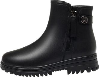 Generic Womens Winter Boots Slip Genuine Leather Ankle Boots Warm Wool Womens Shoes