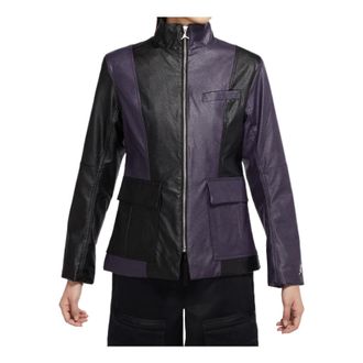Nike Jordan (WMNS) Air Jordan Splicing Multiple Pockets Zipper Long Sleeves Jacket Black Purple DJ2717-010