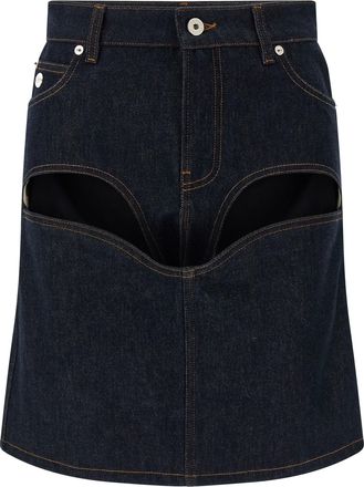 Jean Paul Gaultier Denim Mini Skirt With Cuts And Turn Up Skirt