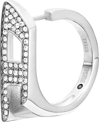 Diesel Stainless steel glitz hoop earring - Earrings - Unisex - Silver