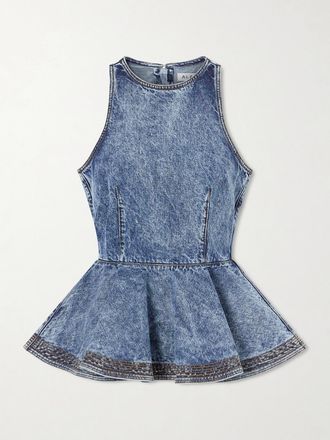 Alaia Top Con Baschina In Denim - Blu