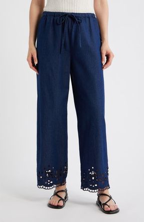 Madewell Eyelet Denim Pull-On Pants in Marfield Wash at Nordstrom, Size Xx-Small