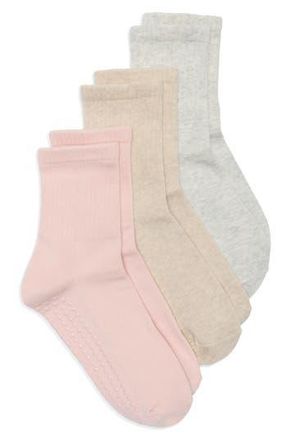 Yogalicious Pack of 3 Pilates Crew Socks in Soft Neutral Multi at Nordstrom Rack
