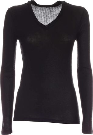 Majestic Filatures Zwarte T-shirts en Polos- Gemaakt in Portugal - Dames - Longsleeves - Zwart - L - Tops