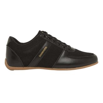 Lambretta Lage, platte herensneakers met verticale strepen (Zwart/Gum)