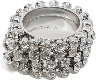 Bimba & Lola embellished ring - women - Brass/glass - 54.4 - Silver