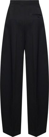 MUGLER Womens Trousers Wide-Leg Pleated Black Wool