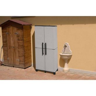Dmora Armario Exterior O Interior, 2 Puertas Y 3 Estantes De Polipropileno Ajustables, 100% Made In Italy, 68x37h169 Cm, Color Gris, Con Embalaje Reforzado 