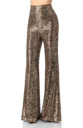 Ivonne Sequin Flared Trousers in Multicolor at Nordstrom, Size 10
