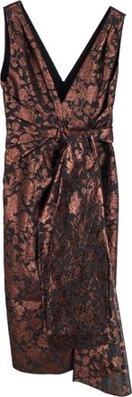 Erdem Erdem Rosalie Sash-Waist Floral-Brocade Tea Dress in Black Polyester